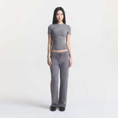 COTTON JERSEY STRAIGHT LEG PANT | DARK HEATHER GREY