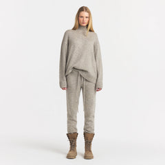 TWEED KNIT TEXTURED PANT | LATTE