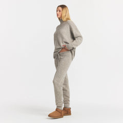 TWEED KNIT TEXTURED PANT | LATTE