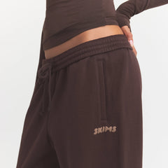 COTTON FLEECE LEG WARMER SWEATPANT WITH EMBOSSED LOGO | ESPRESSO
