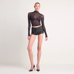 LUDOVIC DE SAINT SERNIN X SKIMS MILKY SHEER MOCK NECK LONG SLEEVE TOP | ONYX