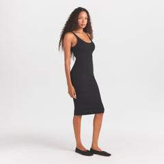COTTON RIB TANK MIDI DRESS | SOOT