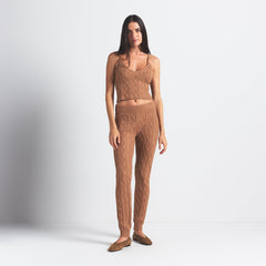 SNOW BUNNY CABLE KNIT LEGGING | DARK HONEY