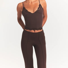 THE ESSENTIAL PANTS HIGH-WAISTED PINTUCK STRAIGHT PANT | ESPRESSO