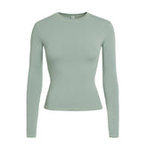 COTTON JERSEY LONG SLEEVE T-SHIRT | MINERAL