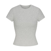 COTTON RIB T-SHIRT | LIGHT HEATHER GREY