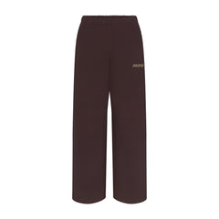 COTTON FLEECE STRAIGHT LEG PANT WITH EMBOSSED LOGO | ESPRESSO