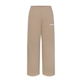 COTTON FLEECE STRAIGHT LEG PANT WITH EMBOSSED LOGO | LATTE