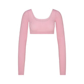 WOOL RIB LONG SLEEVE CROPPED TOP | HALITE