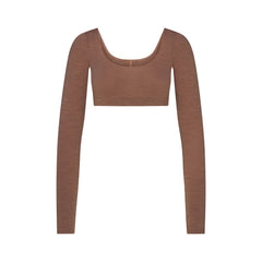 WOOL RIB LONG SLEEVE CROPPED TOP | SIENNA