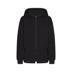 COTTON FLEECE ZIP UP ONESIE | ONYX