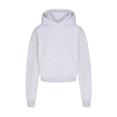COTTON FLEECE CROPPED HOODIE WITH EMBOSSED LOGO | LIGHT HEATHER GREY