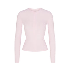 COTTON RIB ZIP UP TOP | CHERRY BLOSSOM