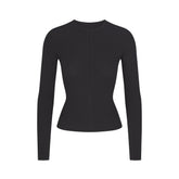 COTTON RIB ZIP UP TOP | SOOT