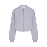 COTTON FLEECE BOMBER JACKET | HEATHER GREY
