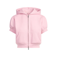 COTTON FLEECE BUBBLE SLEEVE CROPPED ZIP UP | HALITE