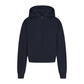 COTTON FLEECE ZIP UP HOODIE | NAVY