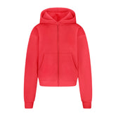 COTTON FLEECE ZIP UP HOODIE | WASHED RED