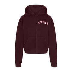 COTTON FLEECE ZIP UP HOODIE | CURRANT ARCHED SKIMS PLAID