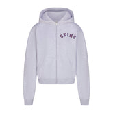 COTTON FLEECE ZIP UP HOODIE | LIGHT HEATHER GREY ARCHED SKIMS PLAID