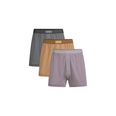 SKIMS COTTON MENS KNIT BOXER 3-PACK | RUSSET MULTI