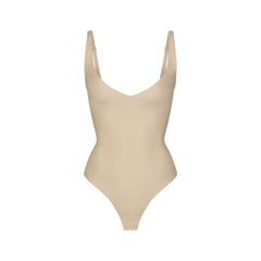 SKIMS BODY CORE SCULPT PLUNGE THONG BODYSUIT | SAND