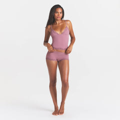 FITS EVERYBODY LACE TRIANGLE CAMI AND BOY SHORT SET | MUTED MAUVE