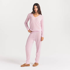 AIRY CASHMERE V-NECK PULLOVER | CHERRY BLOSSOM