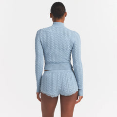 SWEATER KNIT CABLE TURTLENECK | FOG
