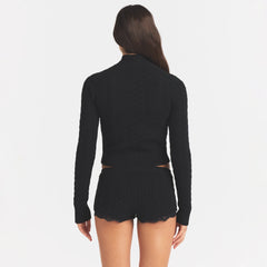 SWEATER KNIT CABLE TURTLENECK | ONYX