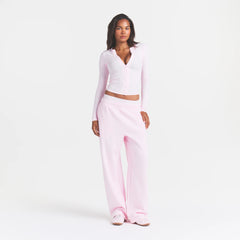 COTTON RIB ZIP UP TOP | CHERRY BLOSSOM