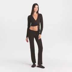 ESSENTIAL KNIT WRAP SWEATER | ESPRESSO