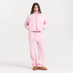 TEDDY BOXY ZIP UP JACKET | CHERRY BLOSSOM