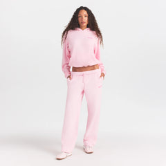 COTTON FLEECE HOODIE WITH EMBOSSED LOGO | CHERRY BLOSSOM