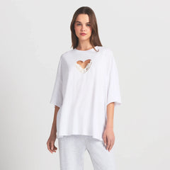 WORN IN JERSEY OVERSIZED HEART T-SHIRT | SNOW