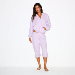 COTTON FLEECE ZIP UP HOODIE | PURPLE HEATHER