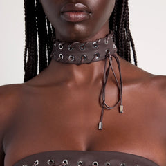 LUDOVIC DE SAINT SERNIN X SKIMS WAXED COTTON CHOKER | COCOA