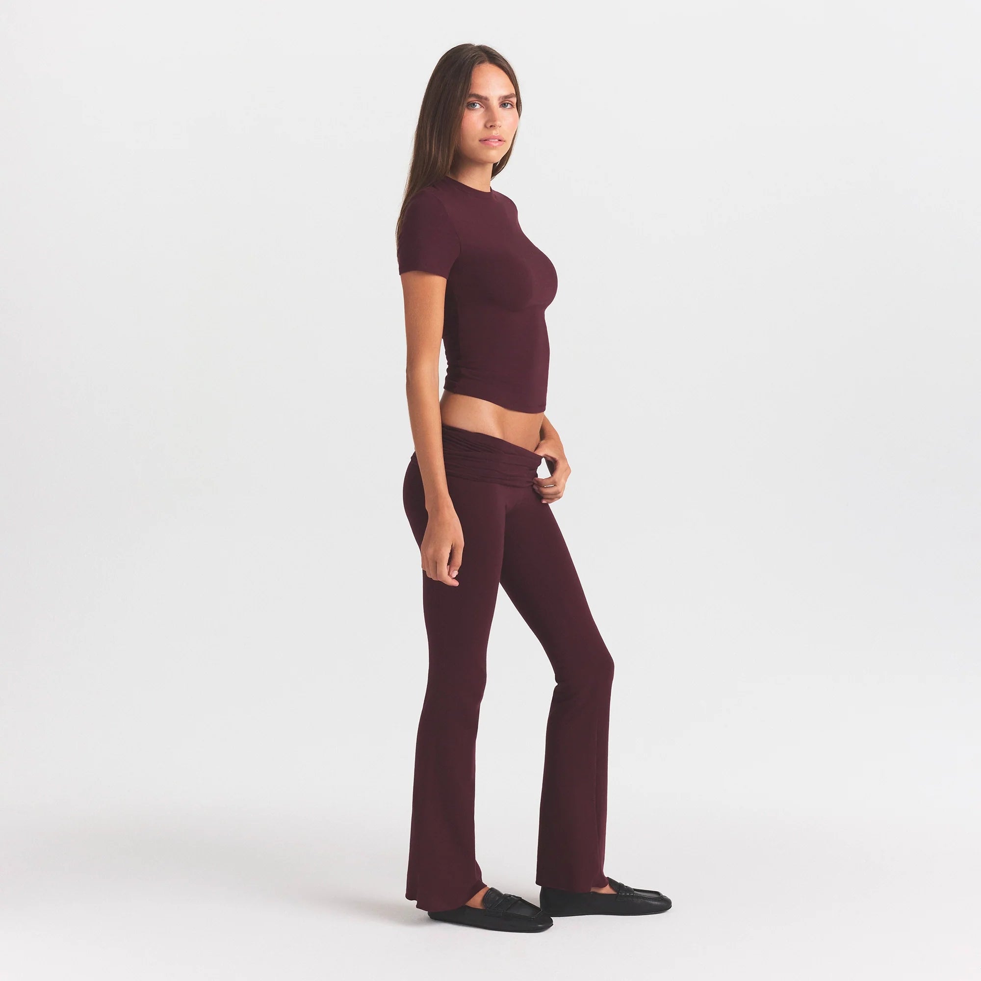 COTTON JERSEY FOLDOVER PANT | CURRANT