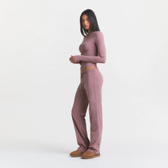 COTTON JERSEY STRAIGHT LEG PANT | MUTED MAUVE