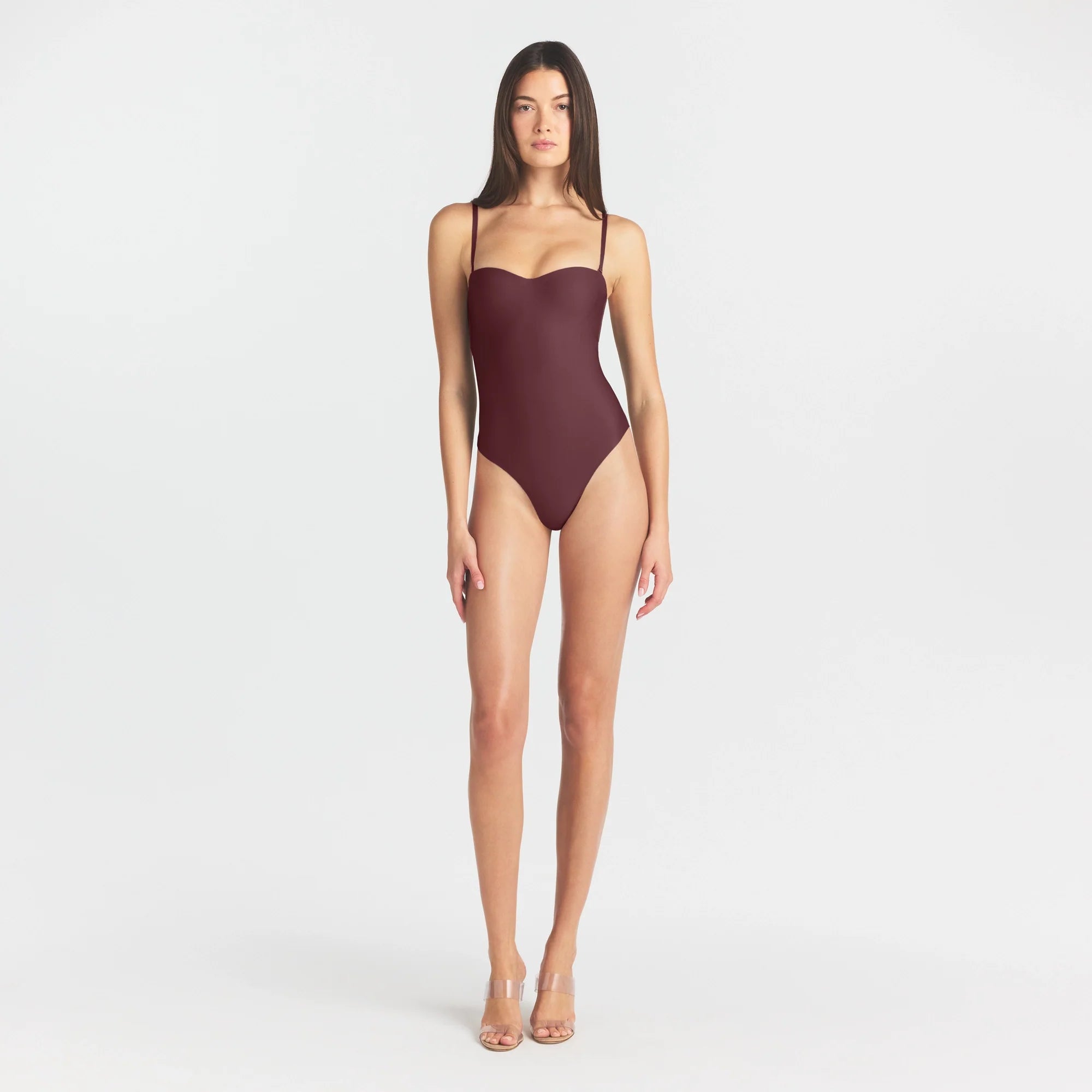 SKIMS BODY UNDERWIRE THONG BODYSUIT | CURRANT