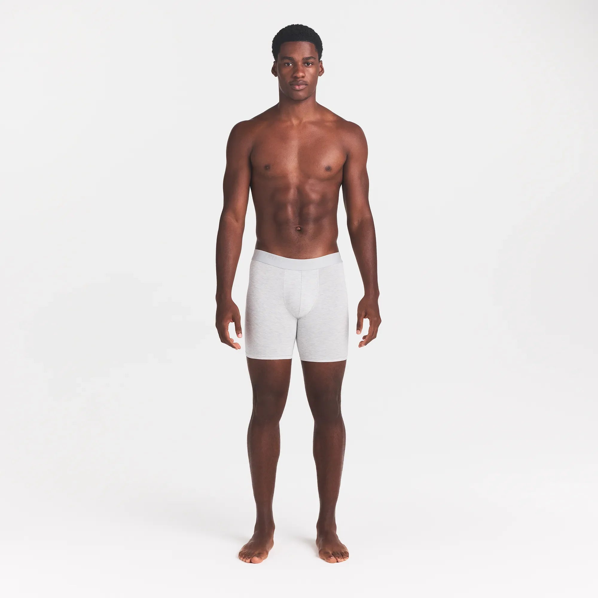 SKIMS STRETCH MENS 5 INCH BOXER BRIEF | LIGHT HEATHER GREY