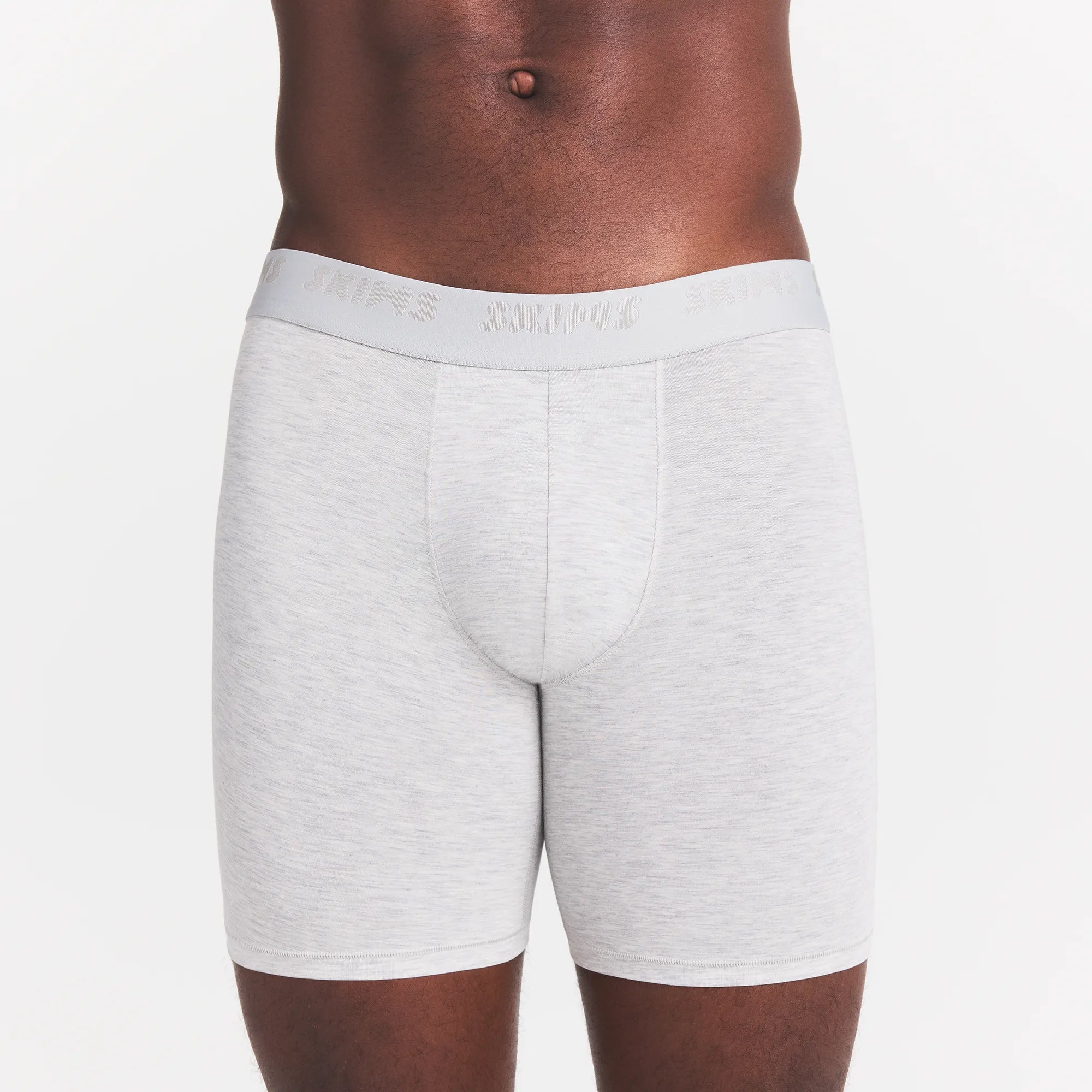 SKIMS STRETCH MENS 5 INCH BOXER BRIEF | LIGHT HEATHER GREY