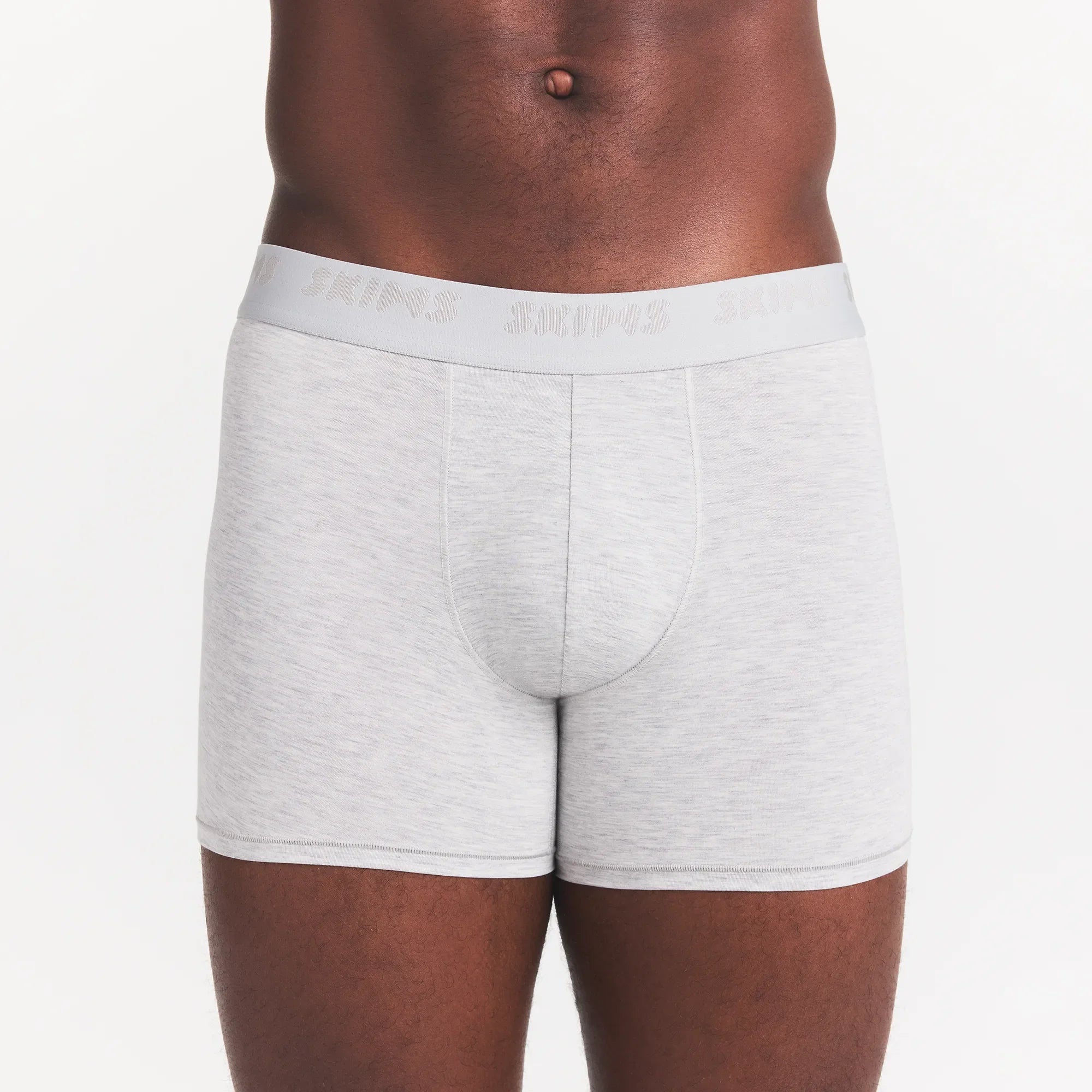 SKIMS STRETCH MENS 3 INCH BOXER BRIEF | LIGHT HEATHER GREY