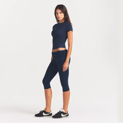 COTTON JERSEY FOLDOVER CAPRI | NAVY