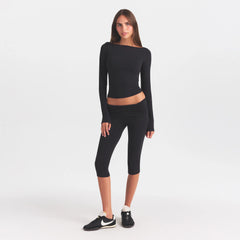 COTTON JERSEY FOLDOVER CAPRI | SOOT