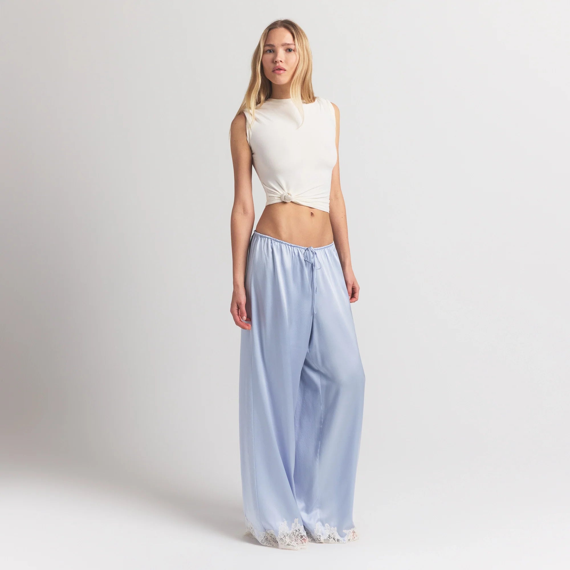 SILK LACE PANT | PERIWINKLE CONTRAST