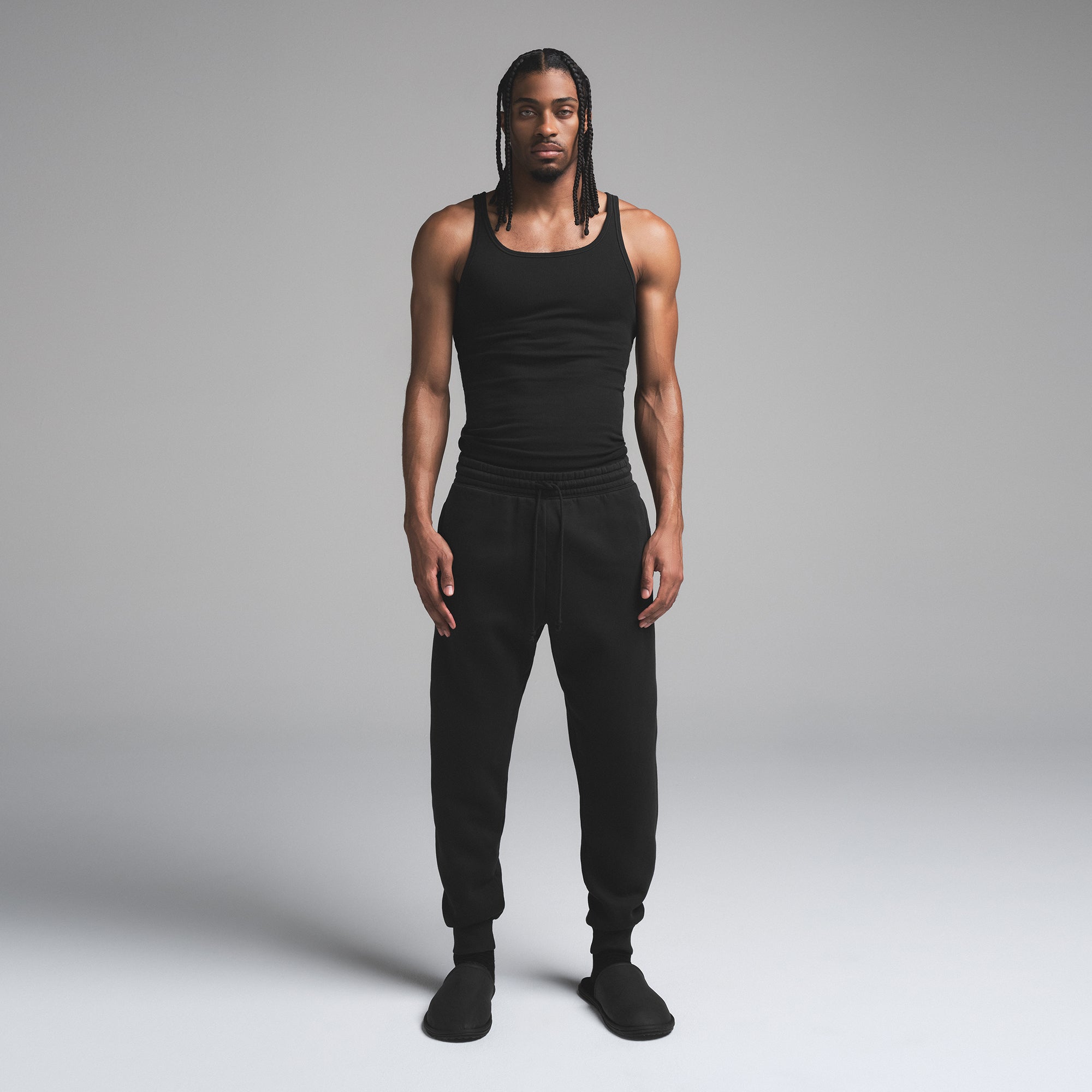 FLEECE LOUNGE MENS TAPERED JOGGER | WASHED ONYX