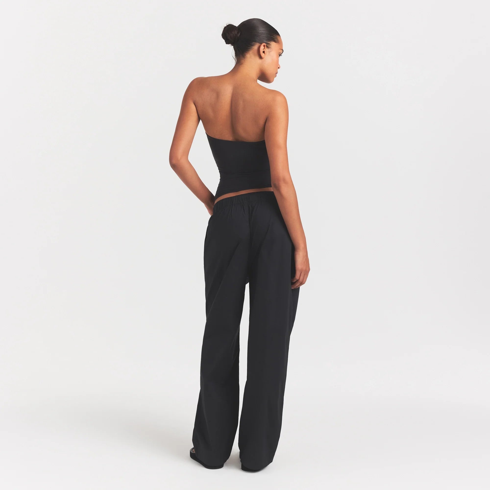 WOVEN COTTON OVERSIZED STRAIGHT LEG PANT | ONYX