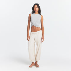 DRAPEY FRENCH TERRY CROPPED JOGGER | BUFF