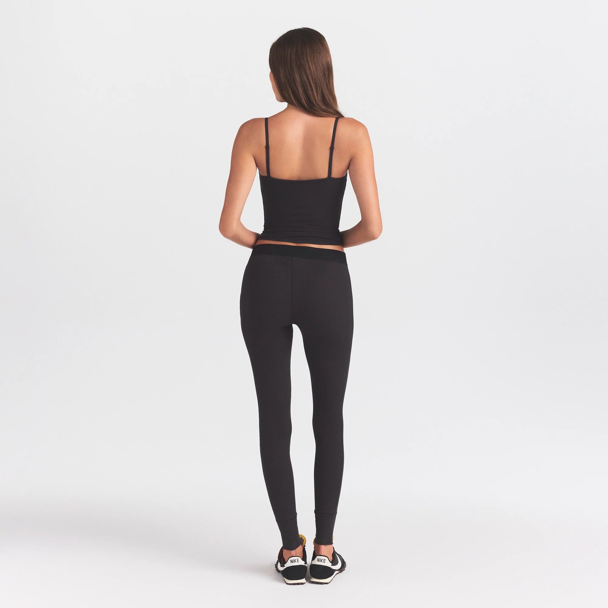 COTTON RIB MID RISE LEGGING | SOOT